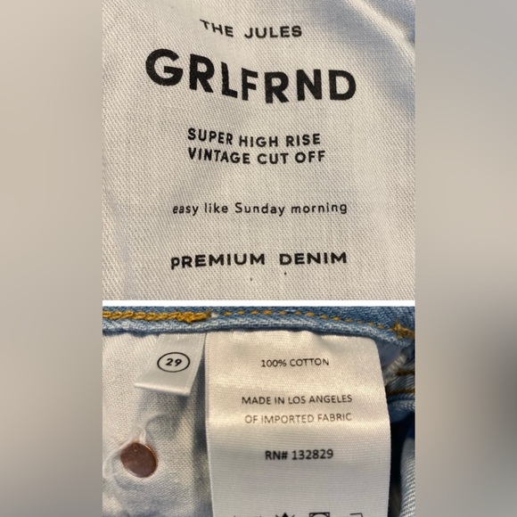 GRLFRND | NEW Jules Super High Rise Vintage Denim Short in Dume Cove Size 29 - Picture 4 of 4